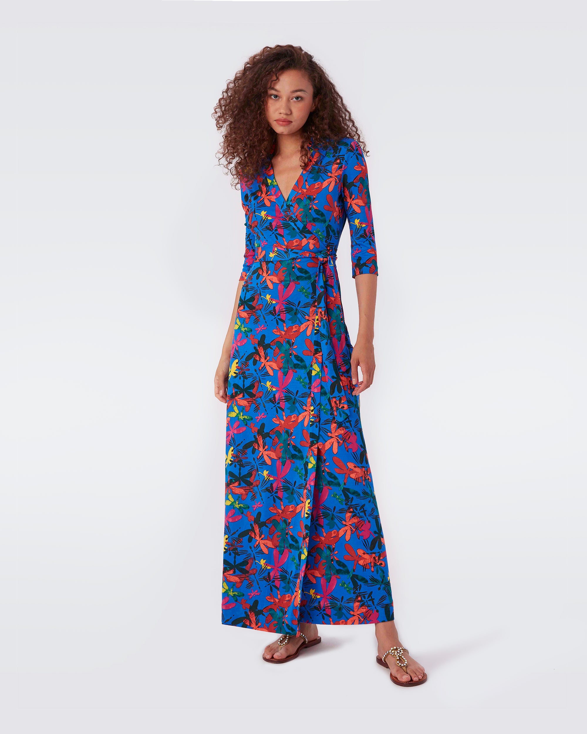 Abigail silk jersey maxi wrap dress